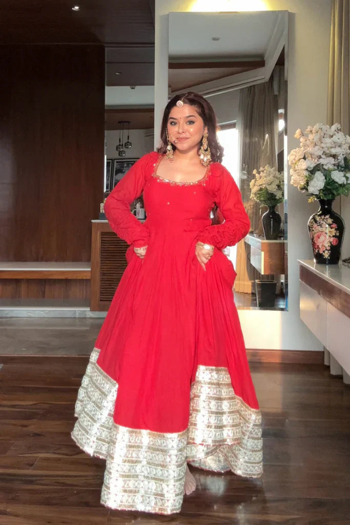 Neha's Premium Red Anarkali Suit Set