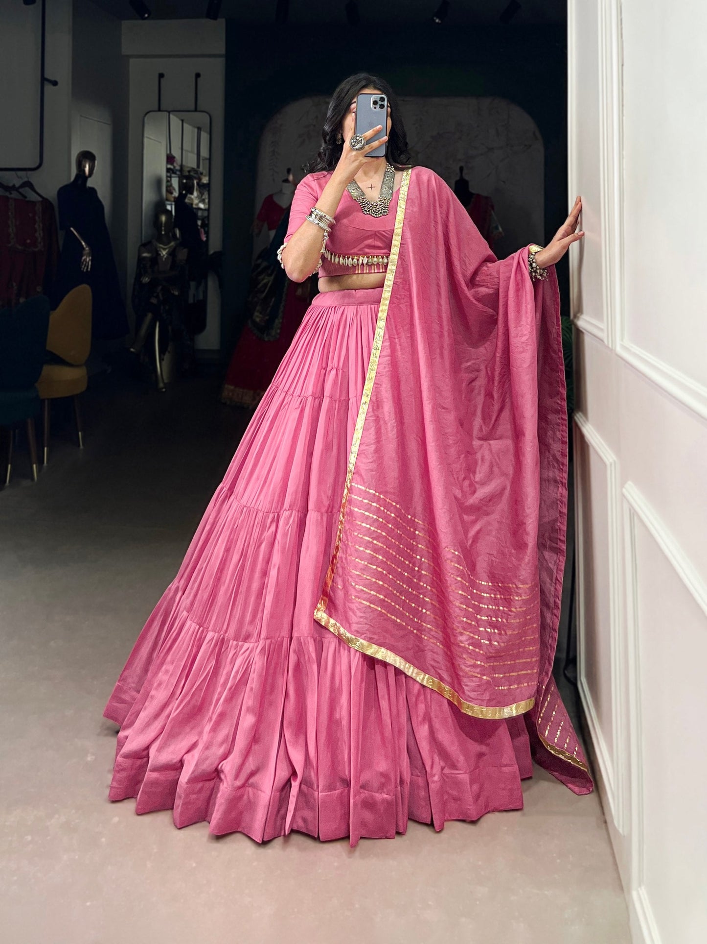 Pretty in Pink whispers culture Pure Chanderi Lehenga Choli