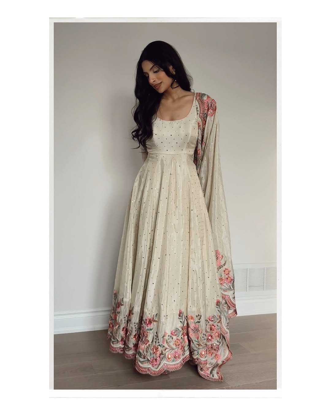 Zunaira Heritage Pure Vichitra Silk Crafted Anarkali Gown