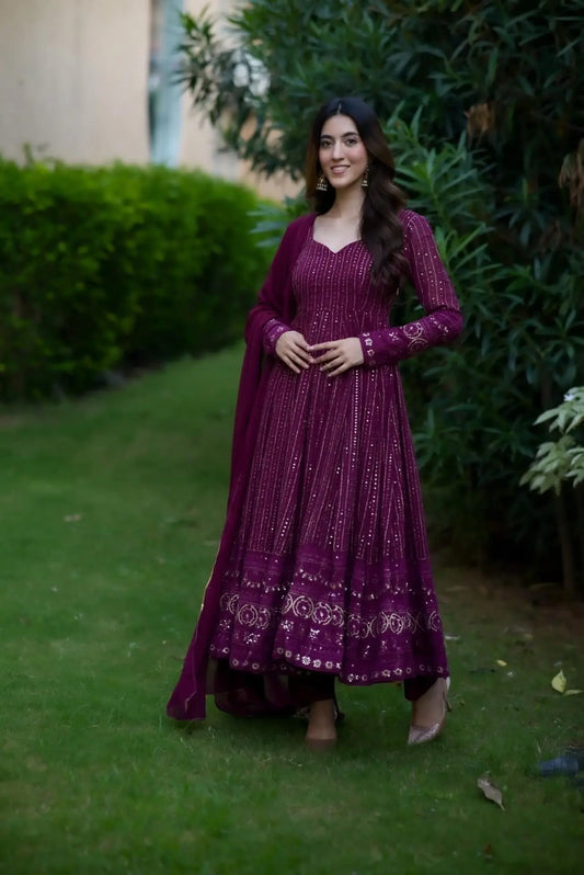 Nayra Purple Embroidered Suit Set