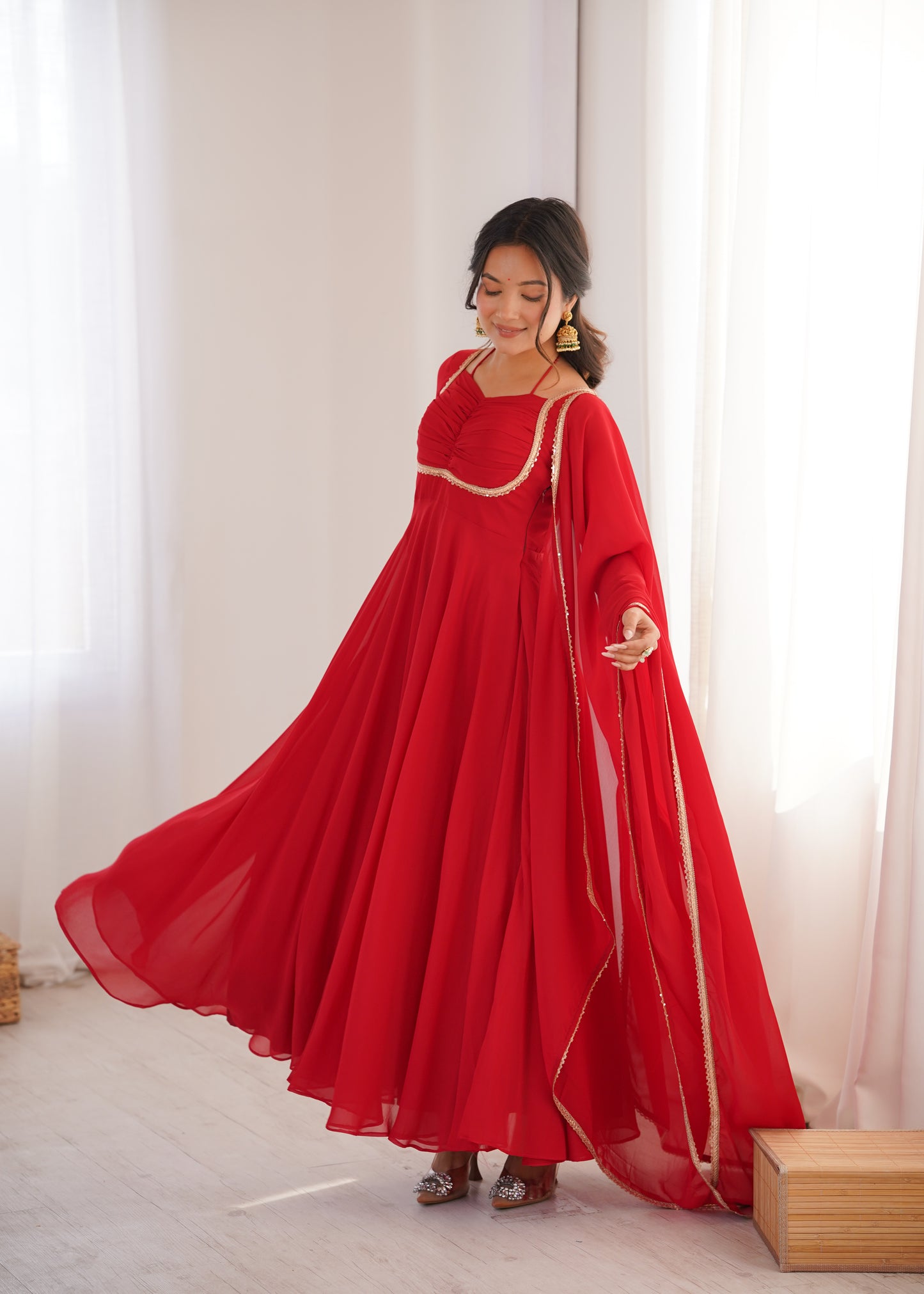 Aaradhya Red Crimson Grace Anarkali Gown