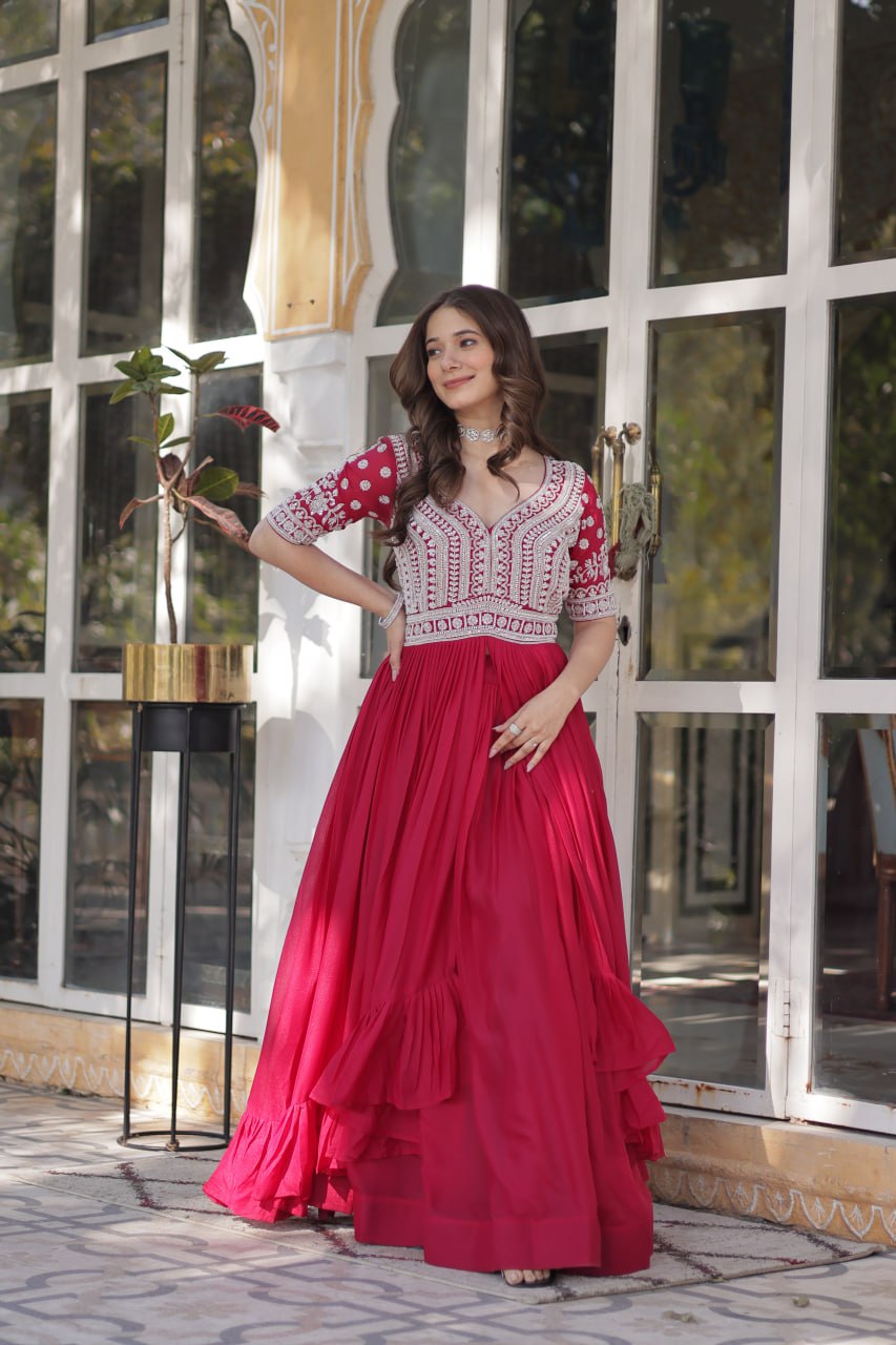 Shivanjali Lehenga With Readymade Slit Cut Long Kurti Set