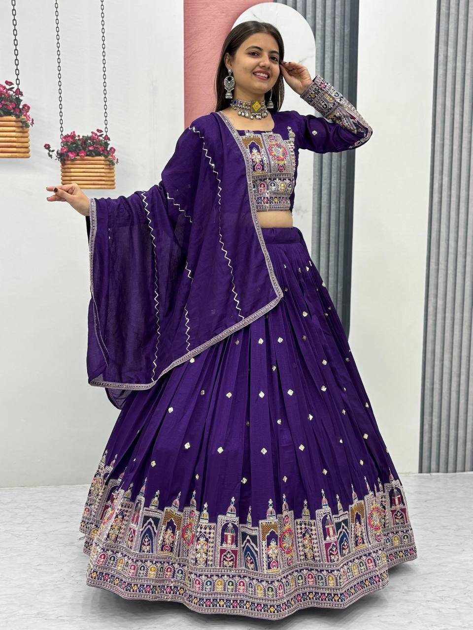 Kiara Pure Vichitra Lehenga with Coading Sequence Work Dupatta