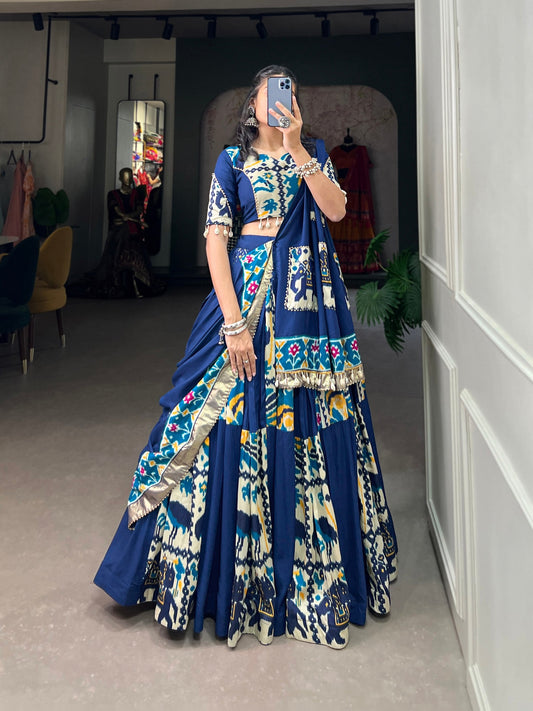 Royal Heritage Vibrant Elephant & Peacock Motifs in Regal Lehenga Choli