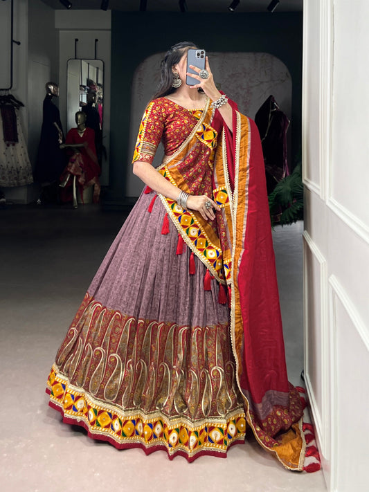 Kashmiri Print Tasar silk lehenga choli