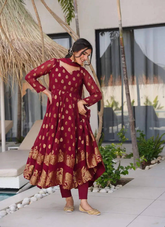 Sunehri Maroon Suit Set