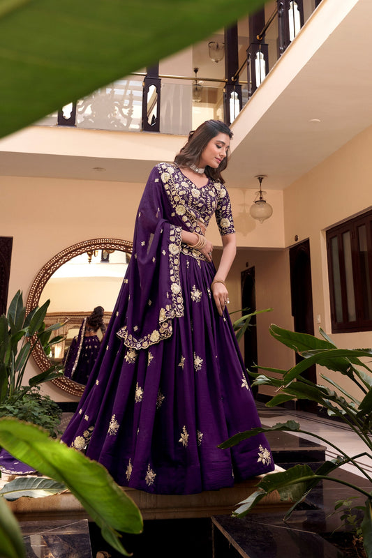 Raabta-e-Royalty: Vichitra Silk Purple Elegance Lehenga Set