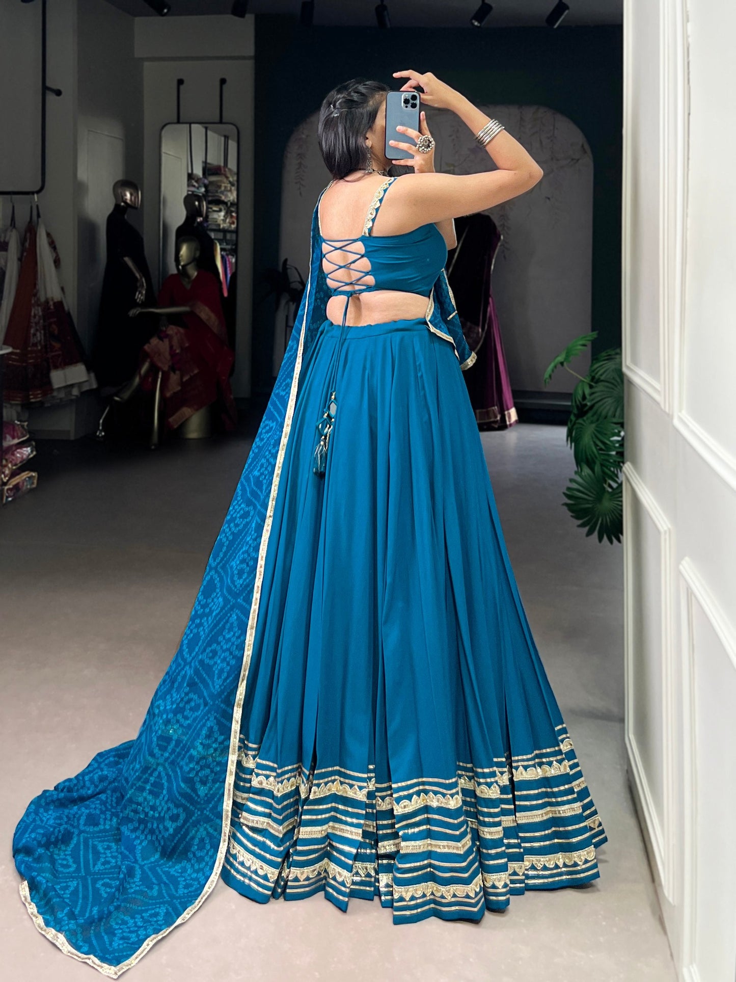 Rakshika Royal Blue with Golden Border Lehenga Choli