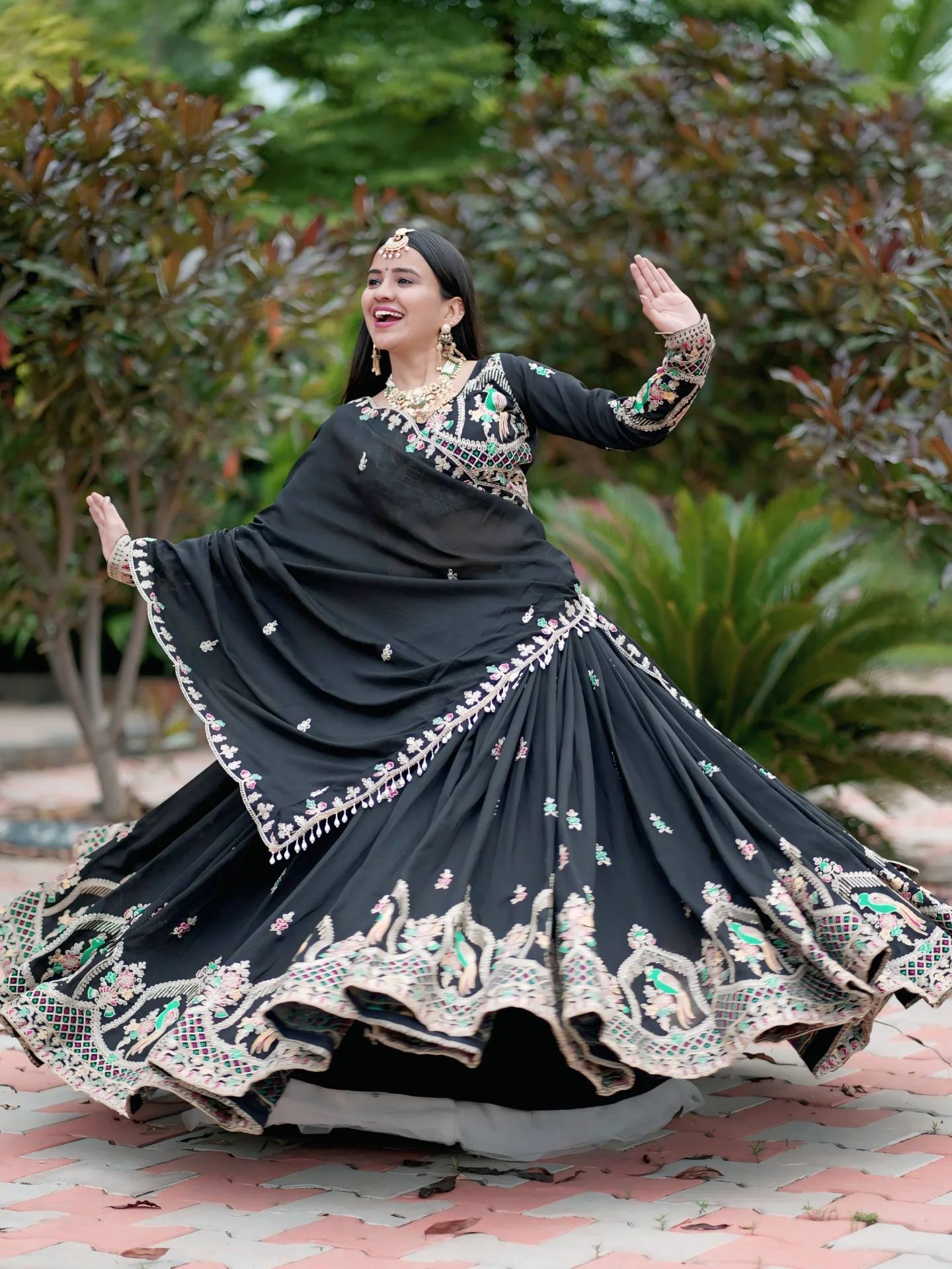 Hetvi Royal Black Embroidered Lehenga Choli