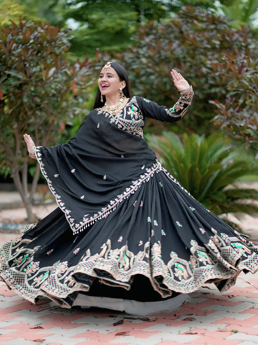 Hetvi Royal Black Embroidered Lehenga Choli