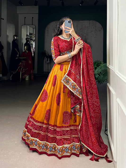 Vaidehi Traditional Bandhej Lehenga Choli Set