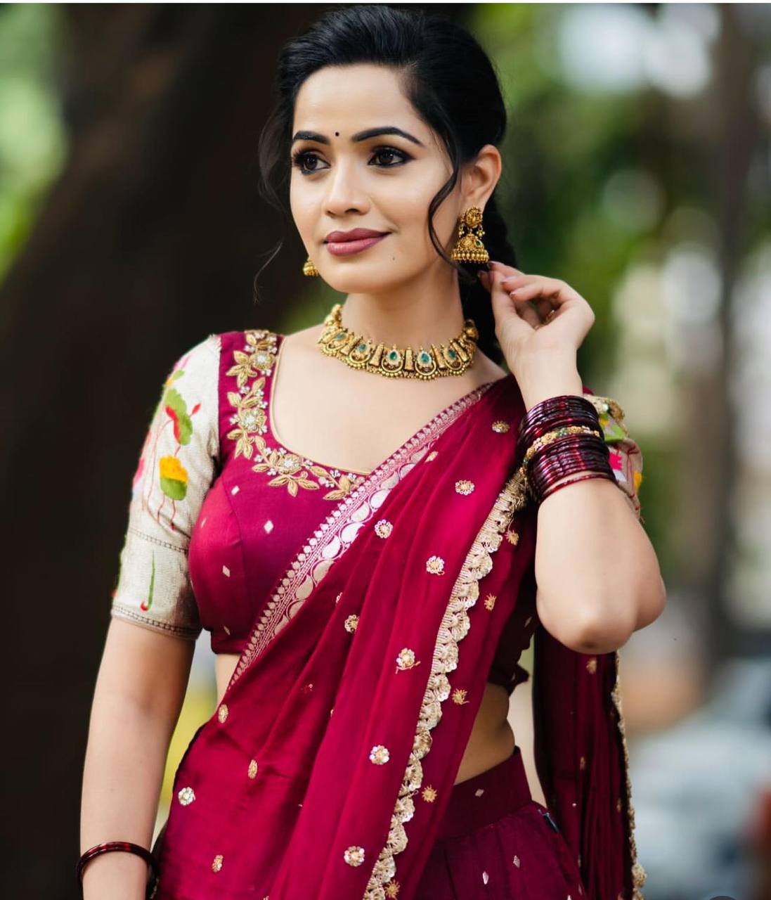 Vivah Vibes: Georgette Classic Maroon Lehenga with Modern Touch