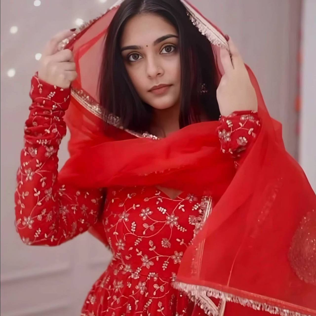 Ruby Radiance Ensemble Anarkali Gown