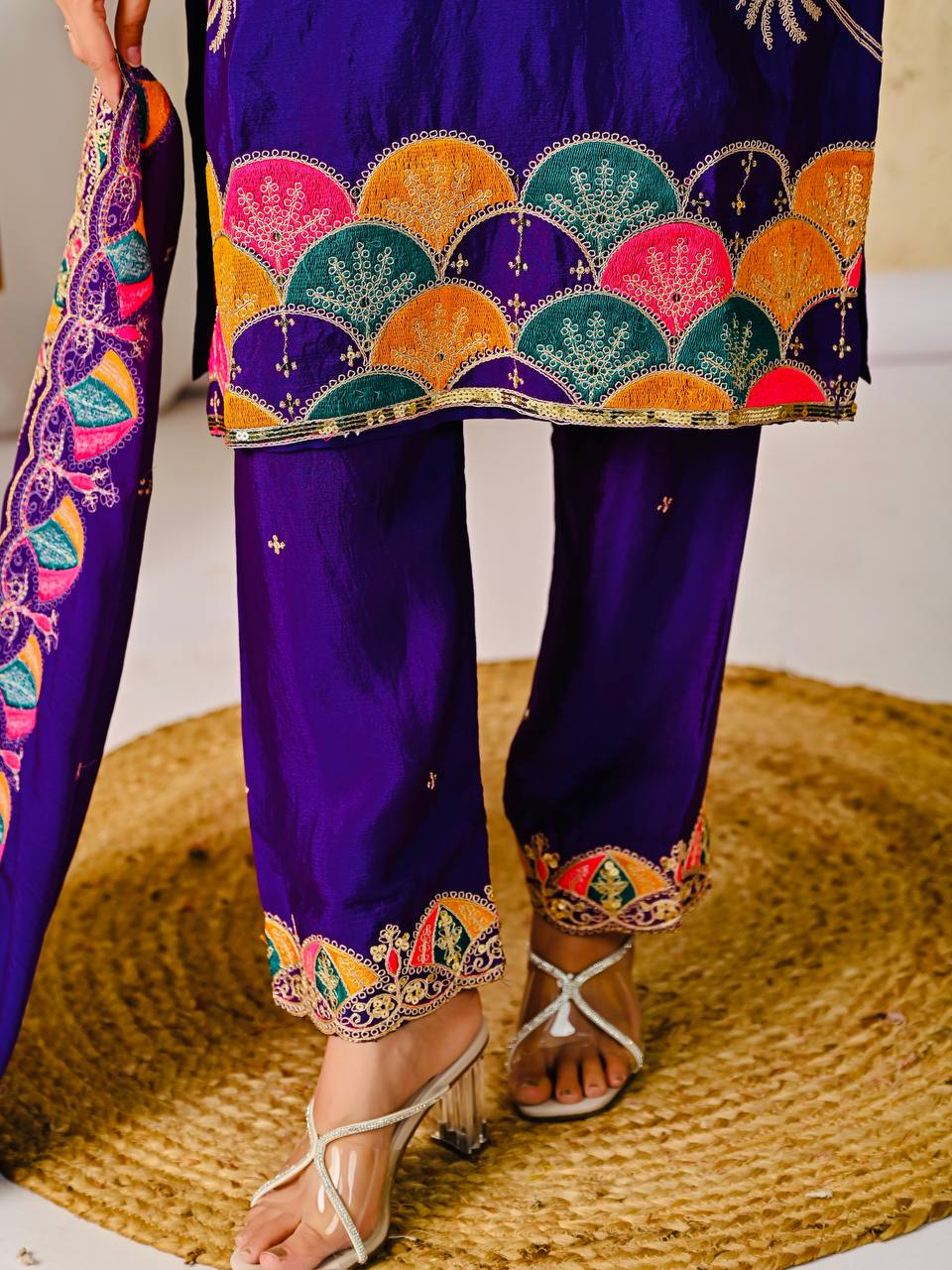Royal Orchid Elegance Purple Embroidered Suit Set