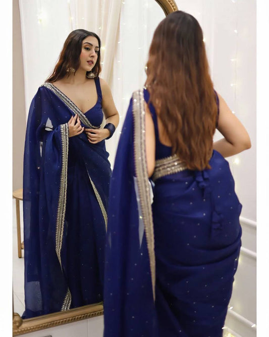 Enchanting Blue Elegance Saree