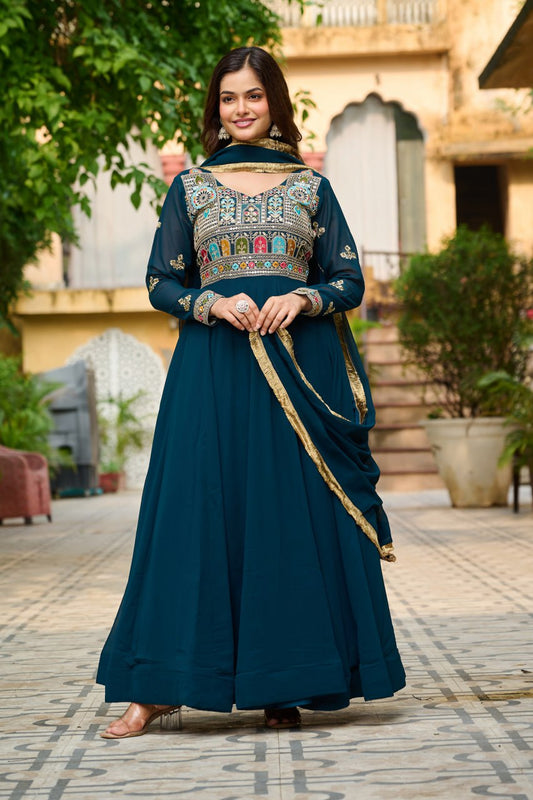 Tanya Multi Thread Embroidered work Gown