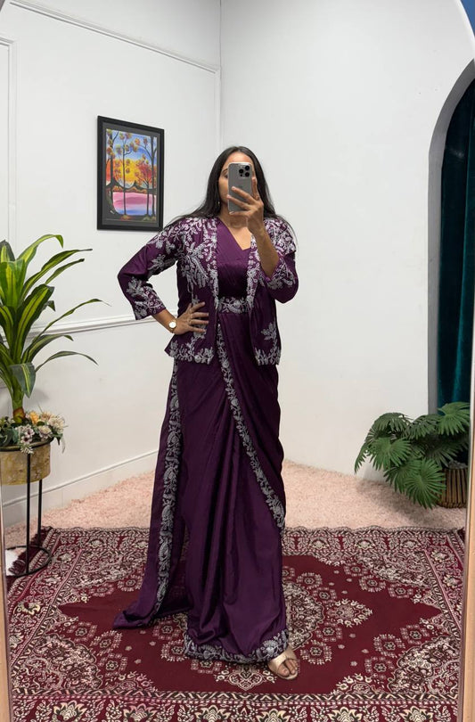 Ethereal Drapes and Timeless Grace The Art of the Shrug Saree