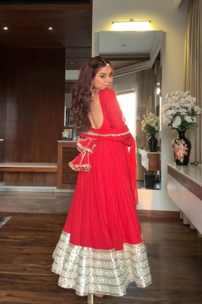 Neha's Premium Red Anarkali Suit Set