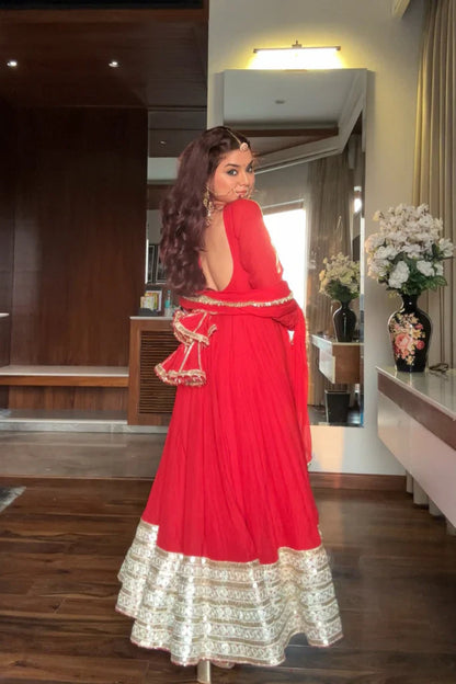 Neha's Premium Red Anarkali Suit Set