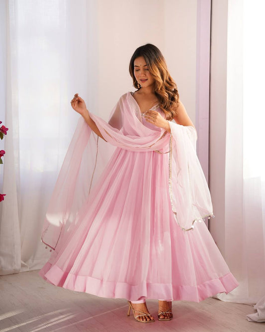 Vidhi Blush Elegance Flowing Anarkali Gown