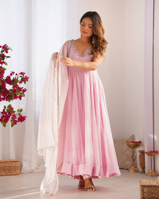 Vidhi Blush Elegance Flowing Anarkali Gown