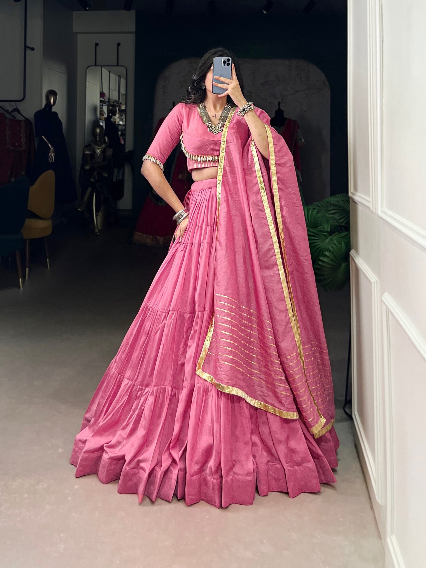 Pretty in Pink whispers culture  Pure Chanderi Lehenga Choli