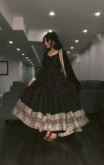 Glimmer in Black Anarkali Set