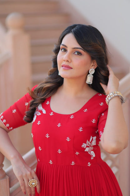 Inaaya Sunshine & Rose Embroidered Layered Gown Set