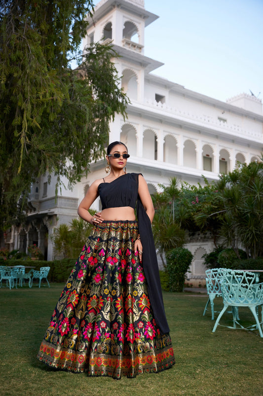 Royal Rich Banarasi Black Lehenga Choli
