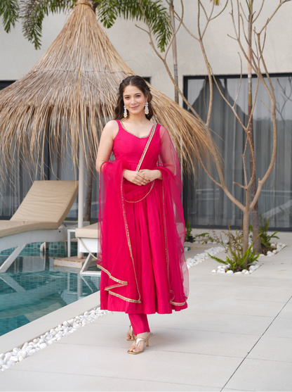 Zari Zikar Anarkali Set