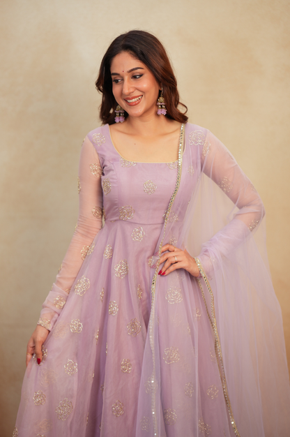 Arohi Soft Organza Embroidered Gown Set