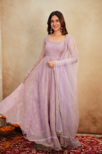 Arohi Soft Organza Embroidered Gown Set