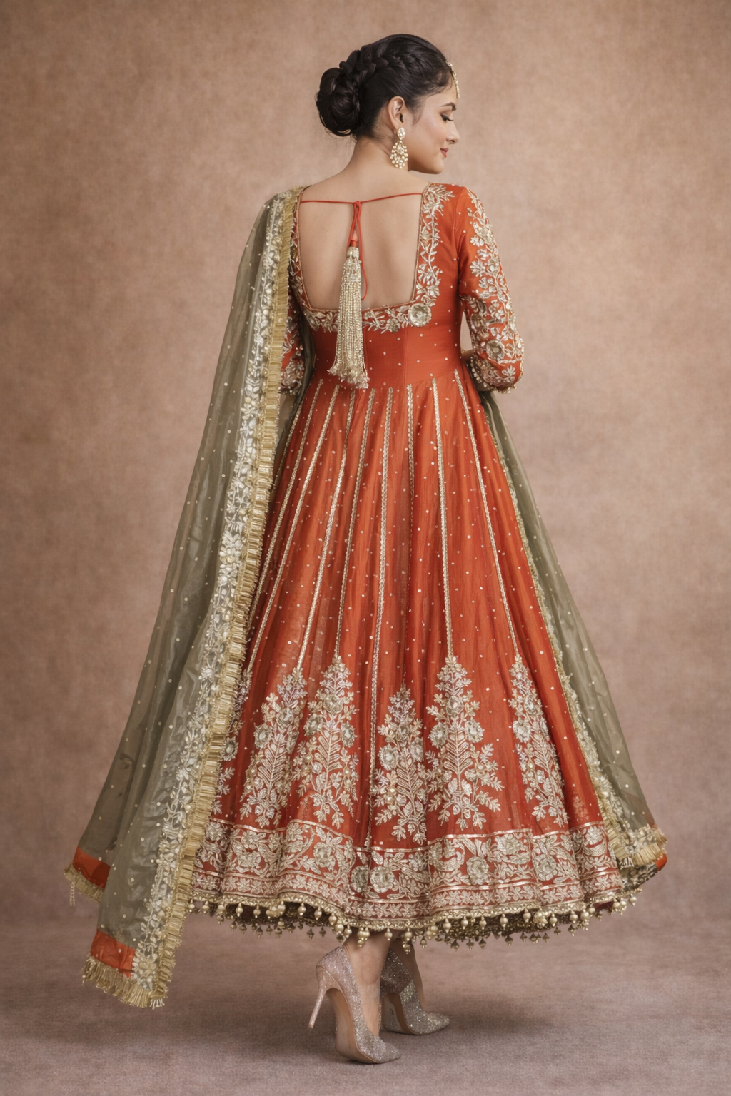 Anika Orange Shades Premium Quality Anarkali Suit Set
