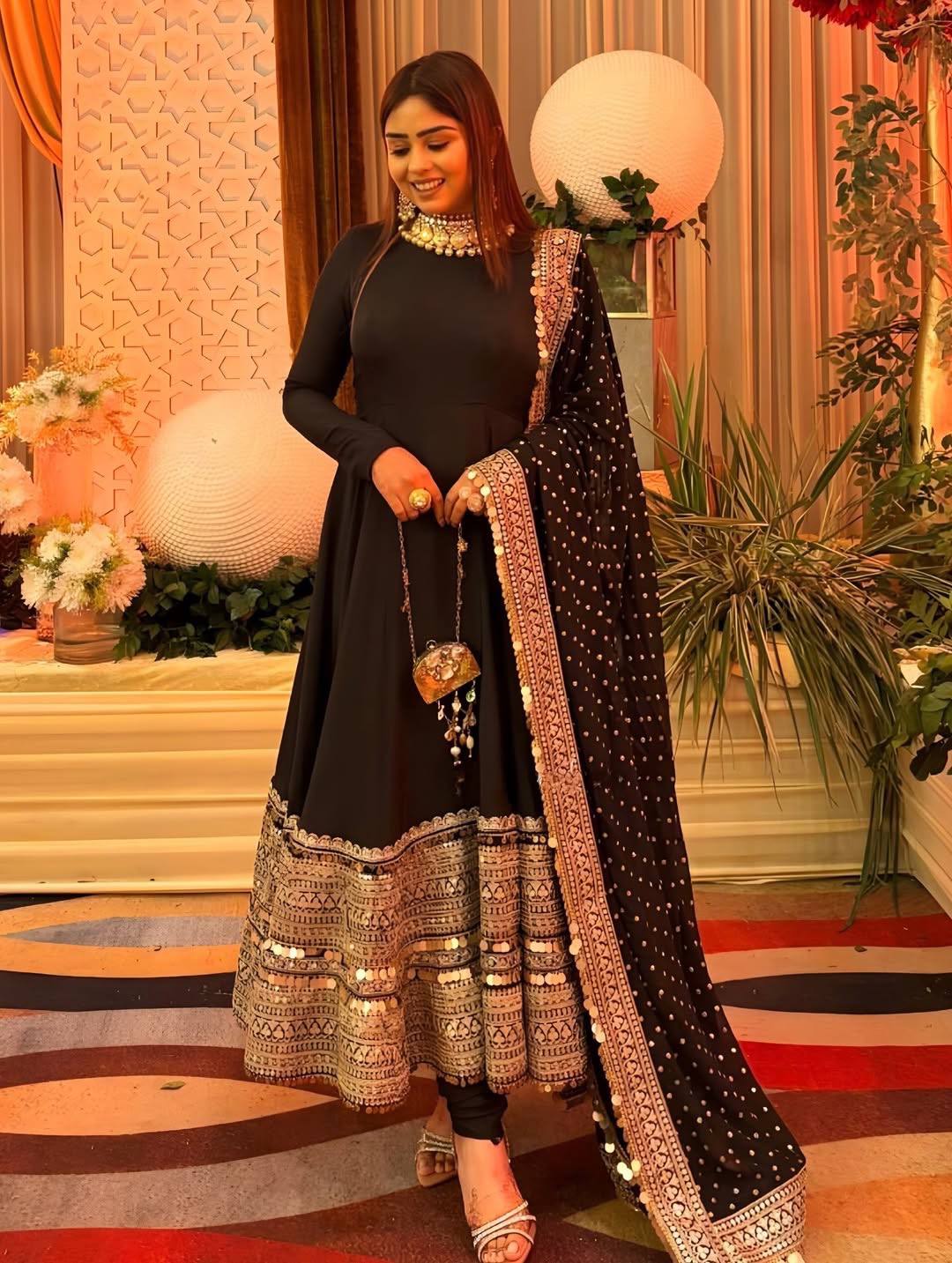 Muskan Royal Black Anarkali Set