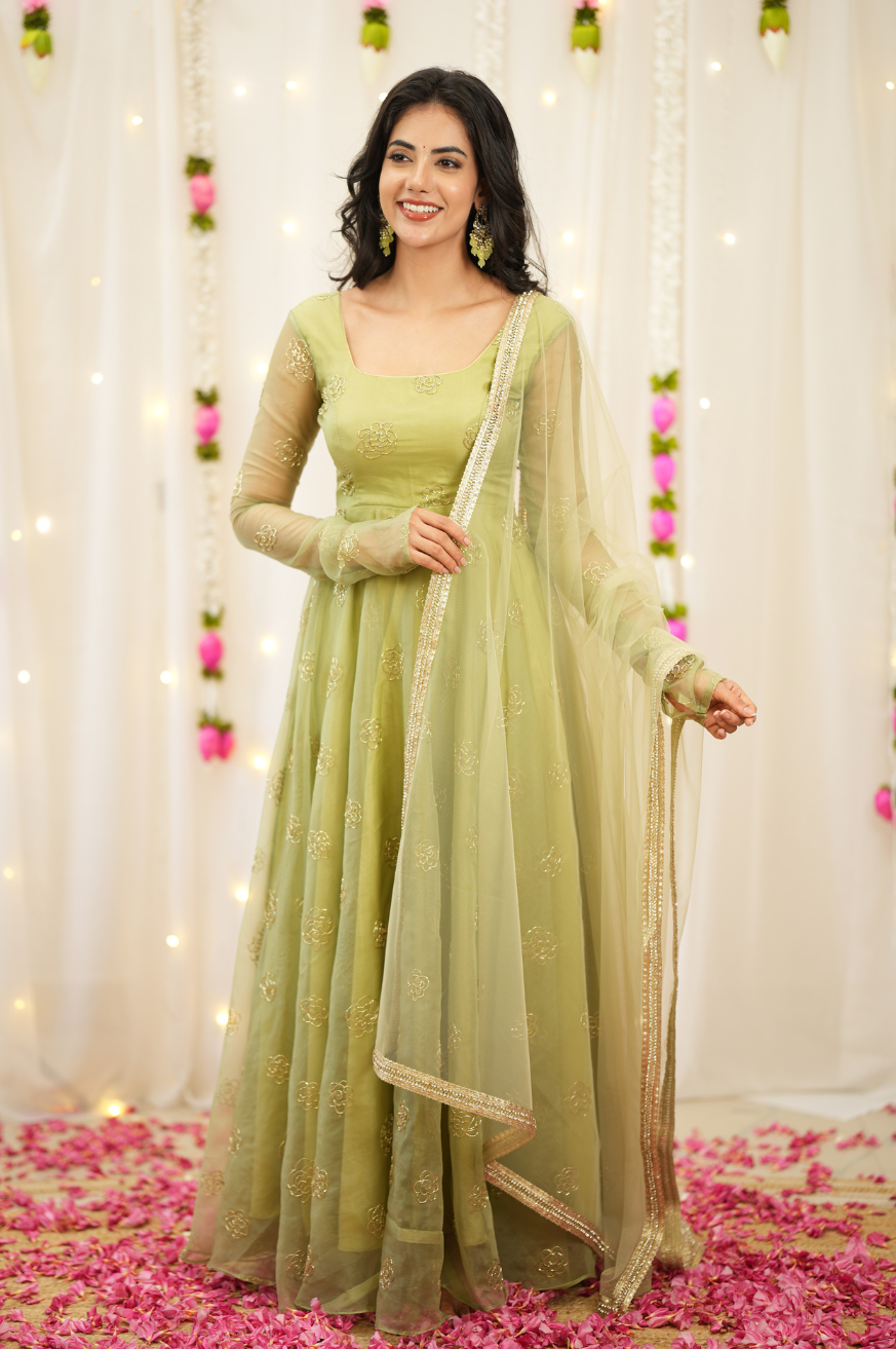 Nivi Pastel Green Anarkali Suit Set