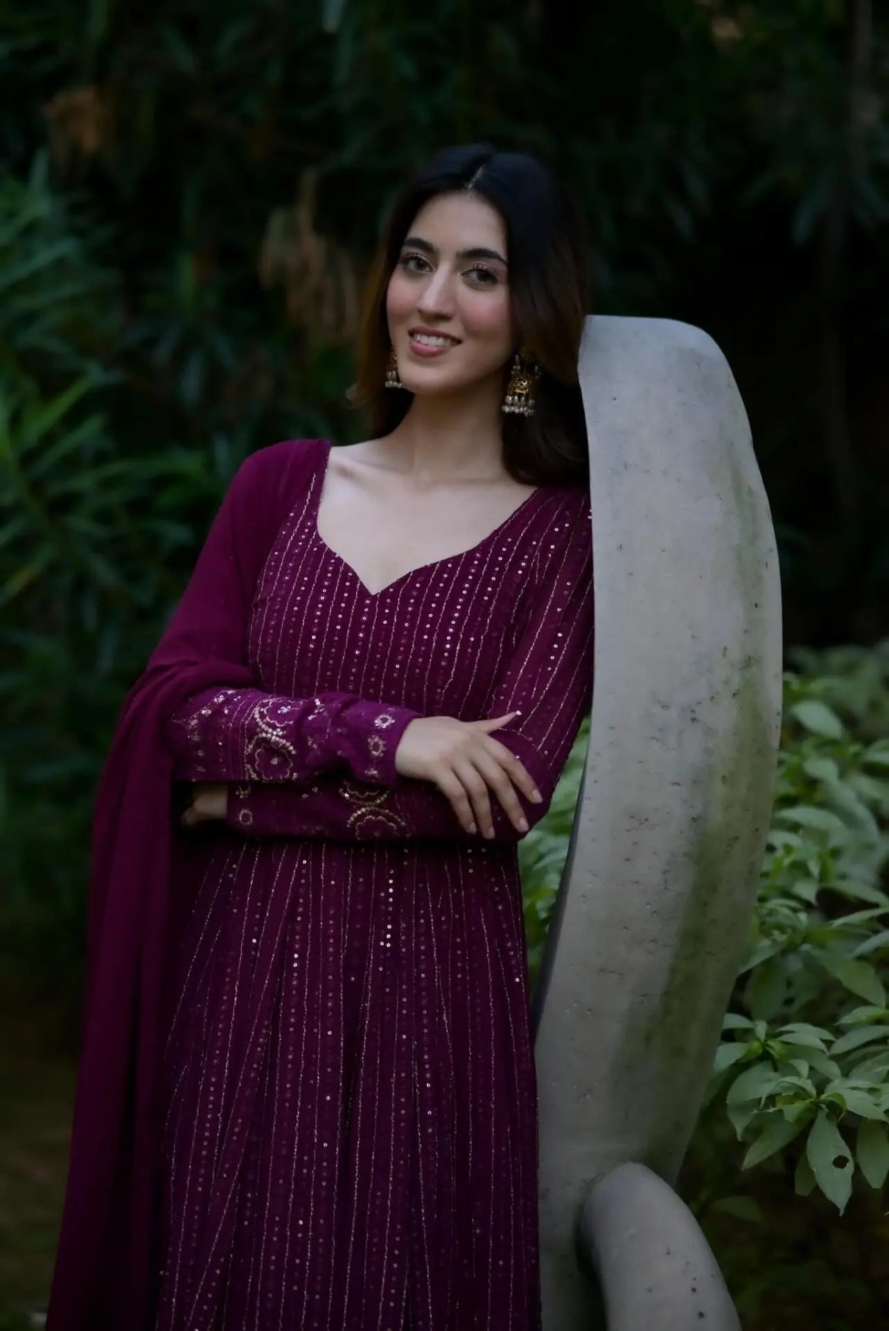 Nayra Purple Embroidered Suit Set