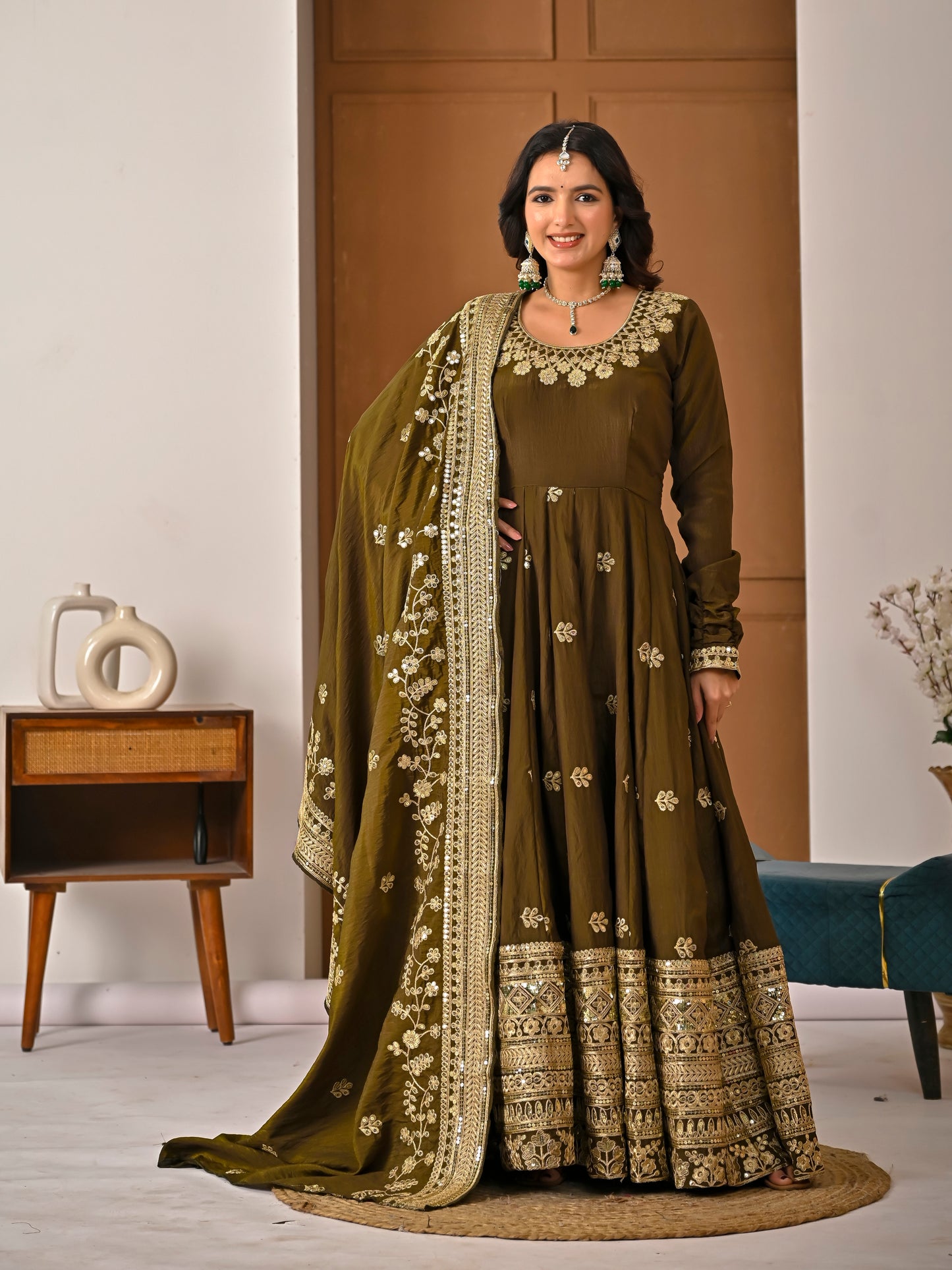 Meher Vichitra Silk Anarkali Suit Set