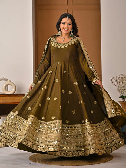 Meher Vichitra Silk Anarkali Suit Set