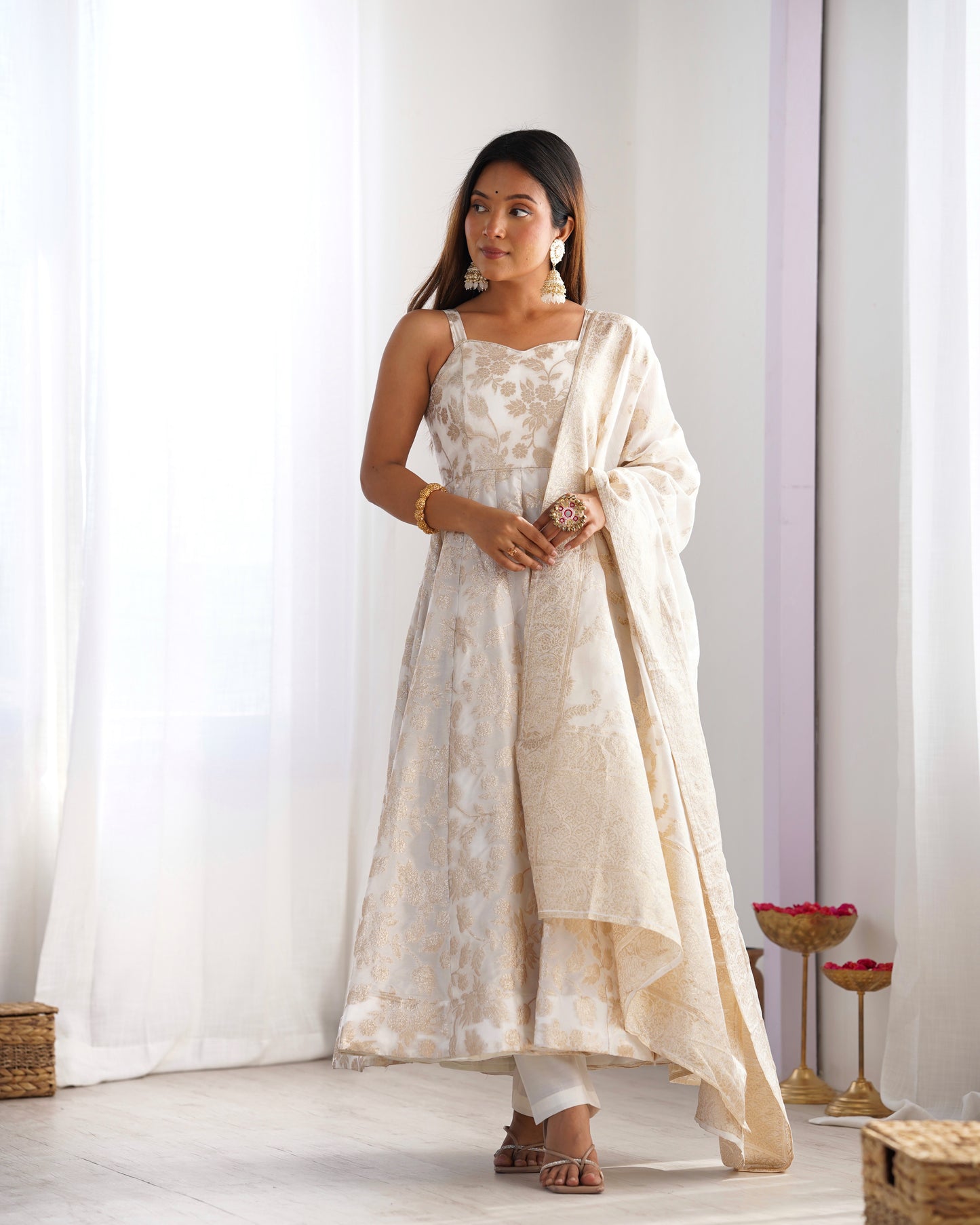 Palak Banarasi Jackquard Anarkali Suit Set