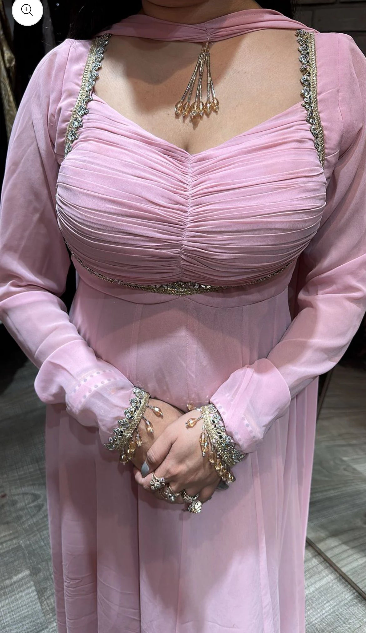 Baby Pink Premium Anarkali Suit Set