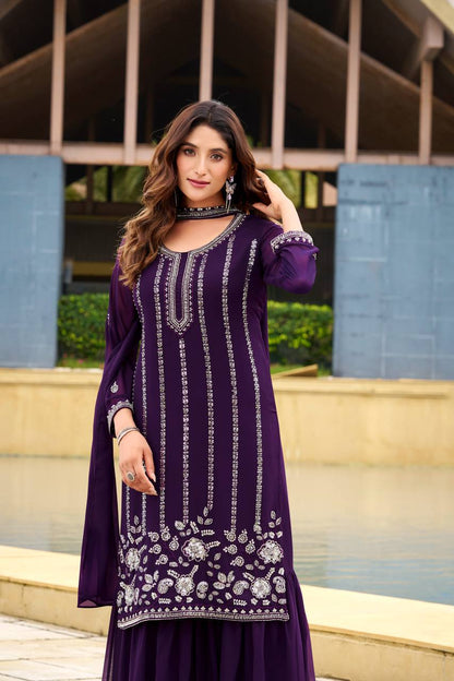 Vedika Embroidered Purple Charm Designer Patiala Suit