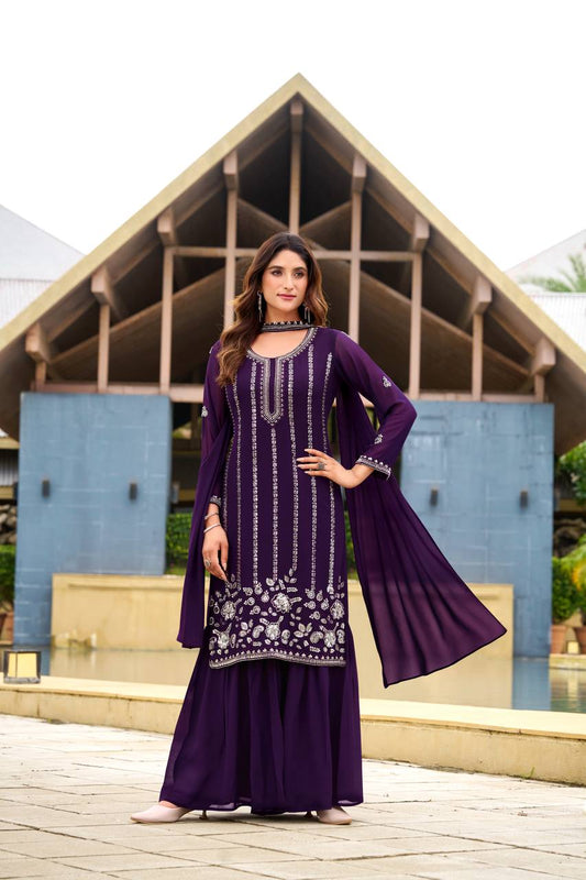 Vedika Embroidered Purple Charm Designer Patiala Suit