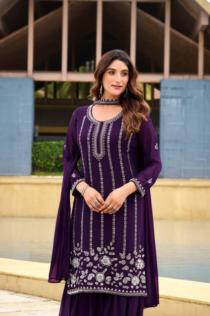 Vedika Embroidered Purple Charm Designer Patiala Suit