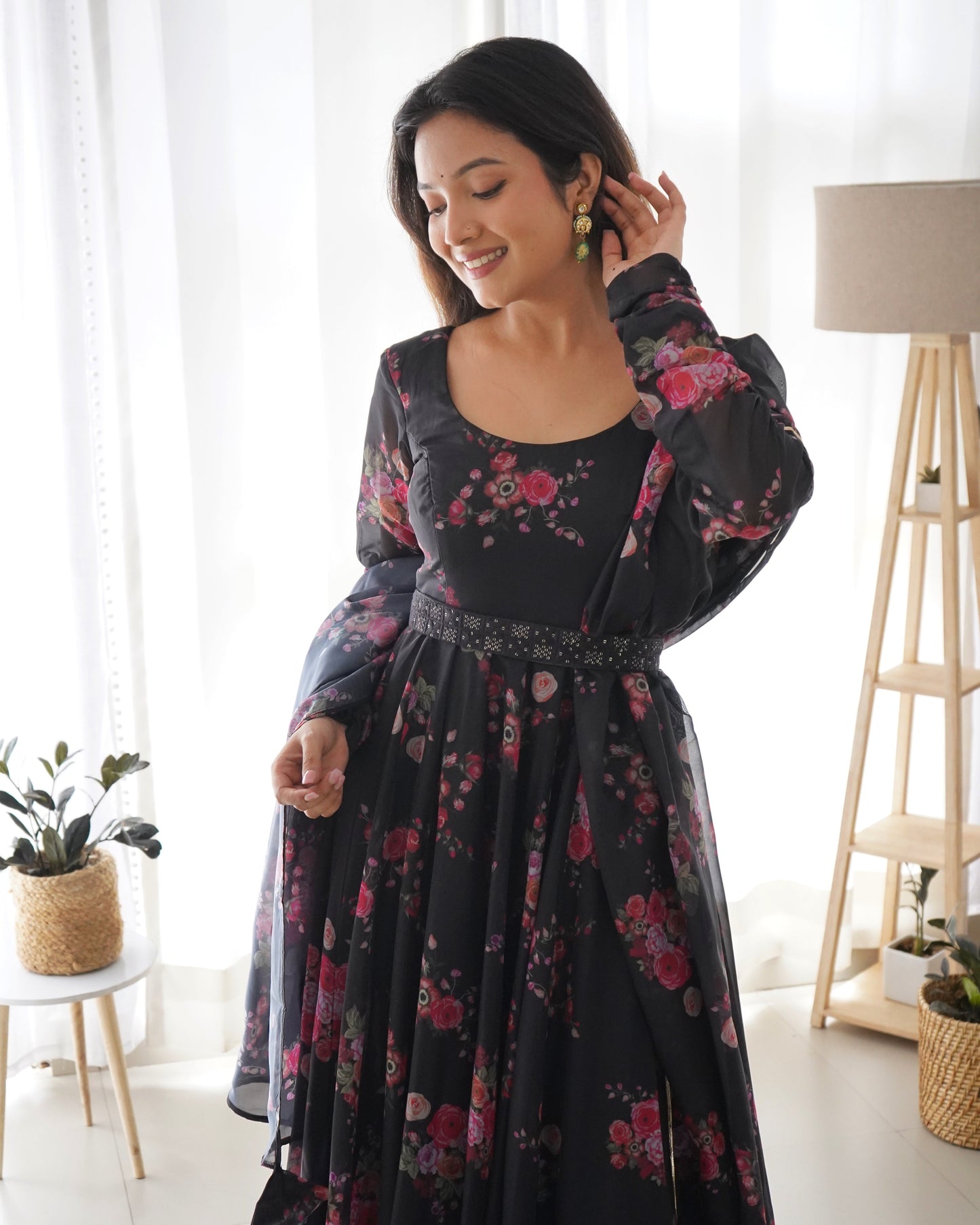 PURE SOFT ORGANZA SILK ANARKALI KALI CUT GOWN