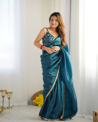 Ready To Wear Predrapped Reay To Wear Saree With Full Sttiched Blouse