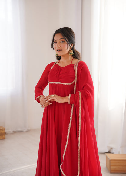 Aaradhya Red Crimson Grace Anarkali Gown