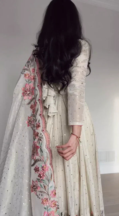 Zunaira Heritage Pure Vichitra Silk Crafted Anarkali Gown