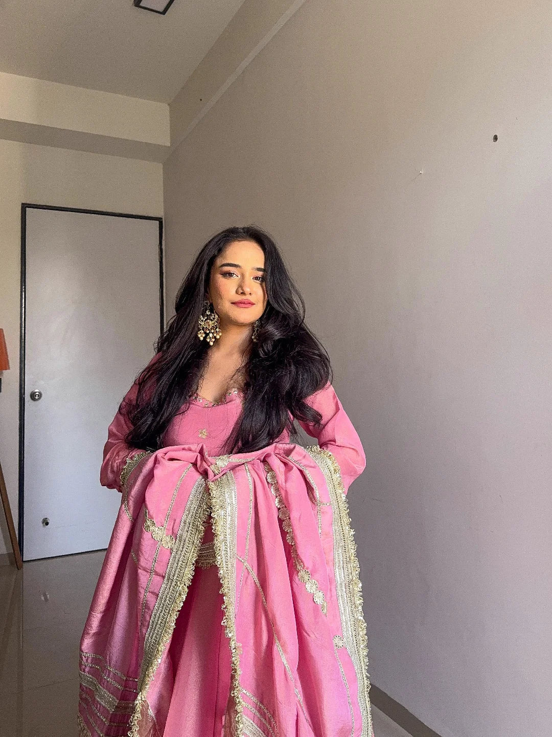 Nargis Pink Premium Anarkali Suit Set