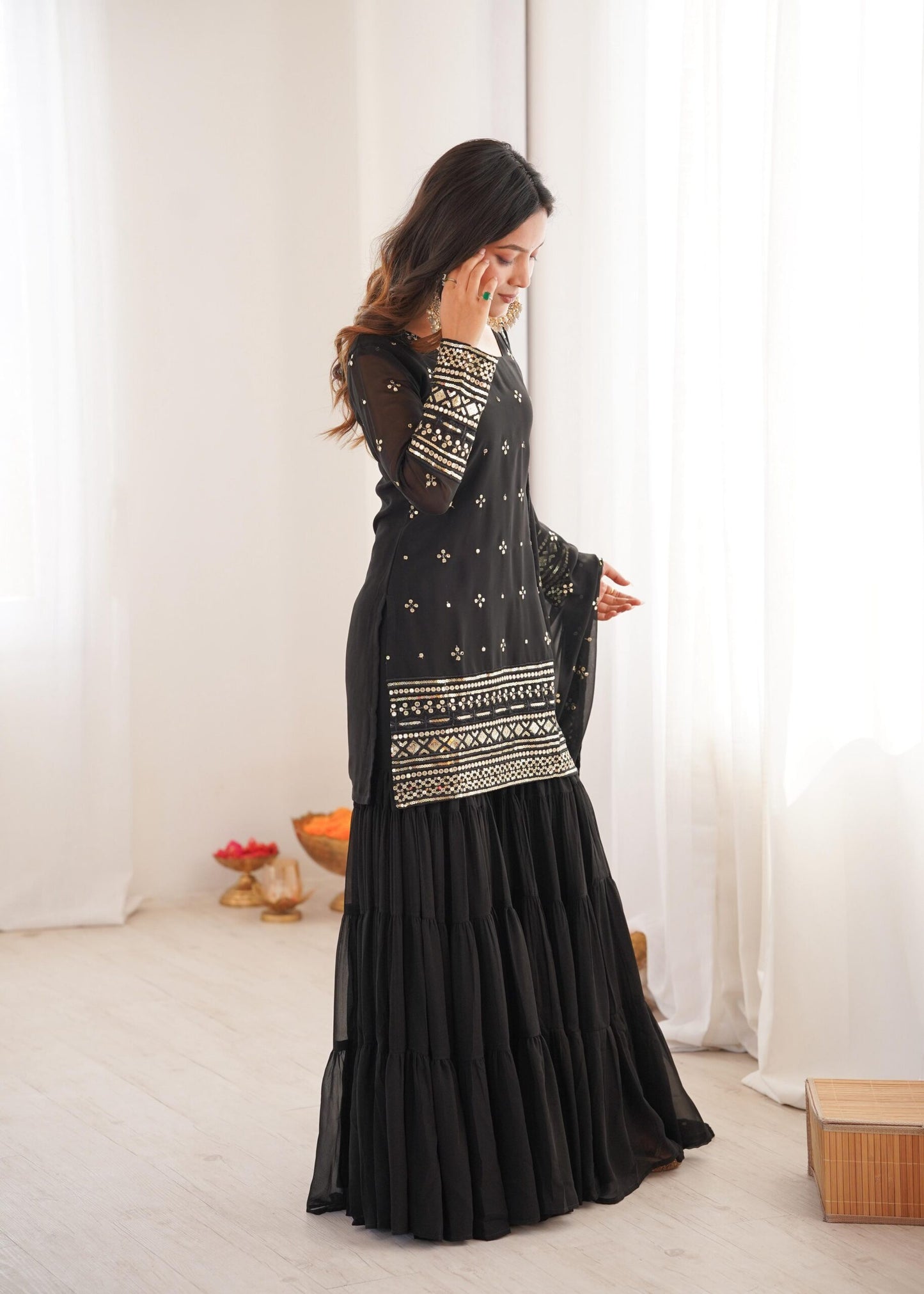 Kavya Black Pure Georgette Sequence Work Salwar Suit