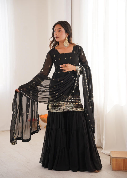 Kavya Black Pure Georgette Sequence Work Salwar Suit
